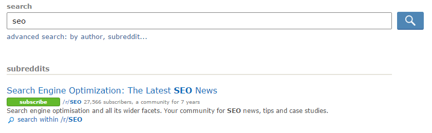 Subreddit Search