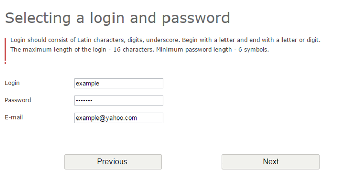 email & password