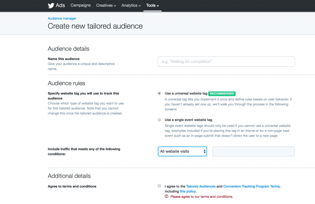 New Tailored Audience For Twitter Retargeting