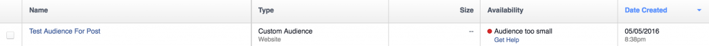 Verify Your Facebook Audience Was Created