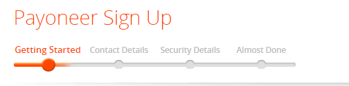 the payoneer signup form