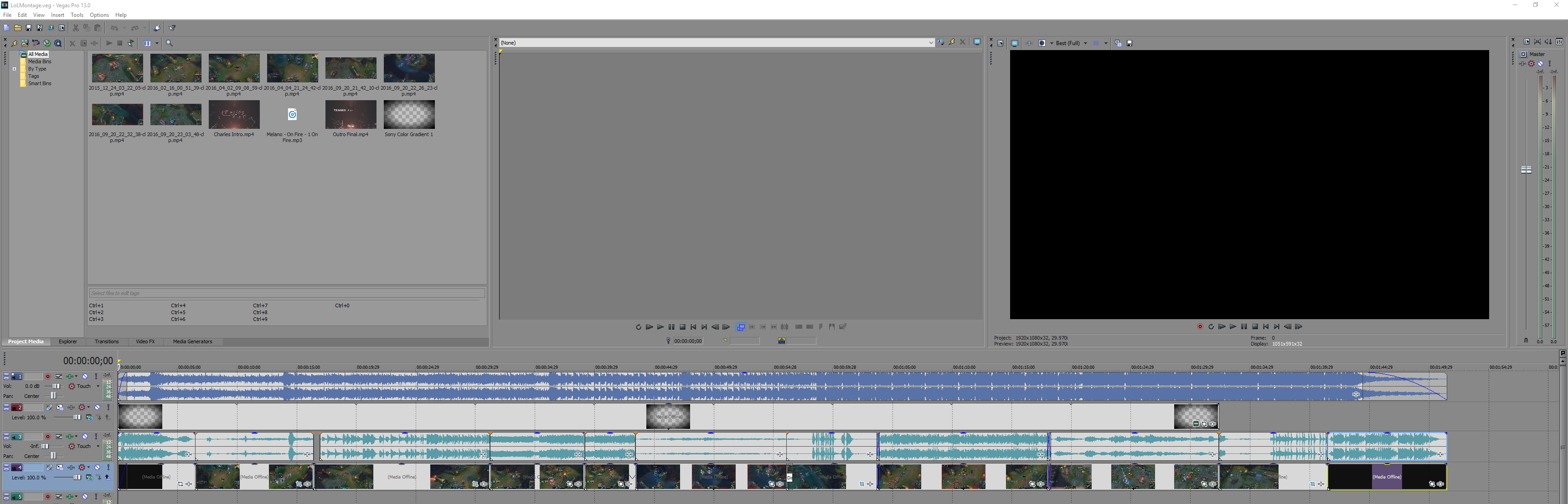 a print screen of the sony vegas pro interface.